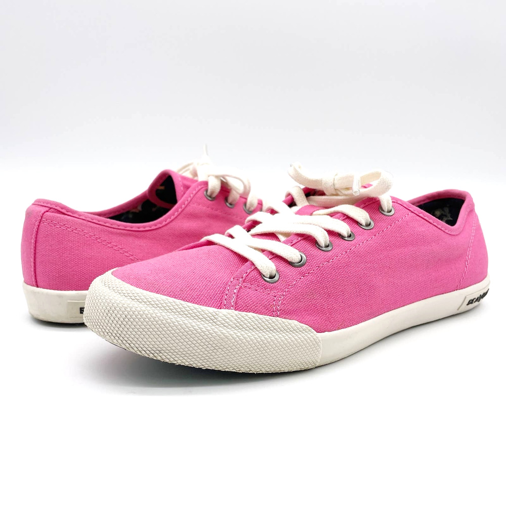 SeaVees Womens Monterey Canvas Sneaker Pink Lace Up Classic CA64 Size US 9